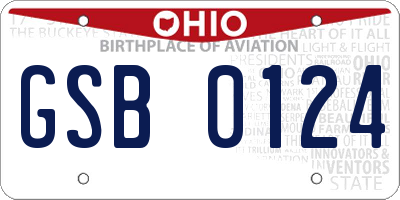 OH license plate GSB0124