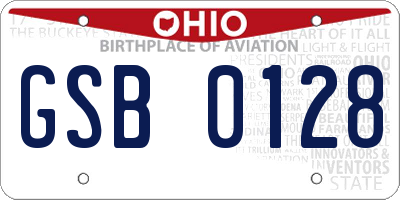 OH license plate GSB0128