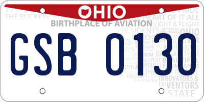 OH license plate GSB0130