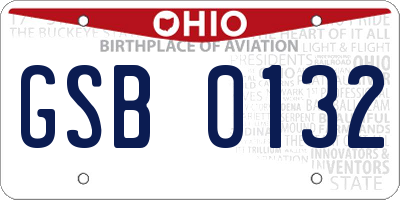 OH license plate GSB0132