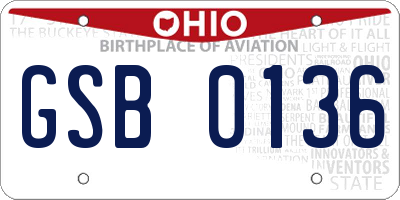 OH license plate GSB0136