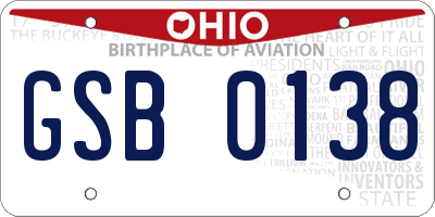 OH license plate GSB0138