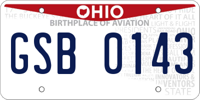 OH license plate GSB0143