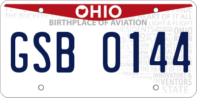 OH license plate GSB0144
