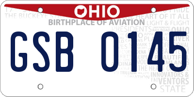 OH license plate GSB0145