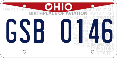 OH license plate GSB0146