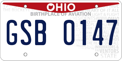OH license plate GSB0147