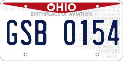 OH license plate GSB0154