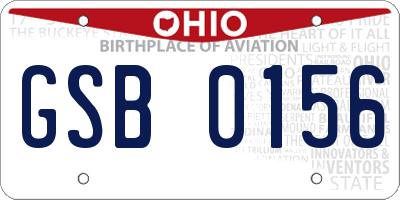 OH license plate GSB0156