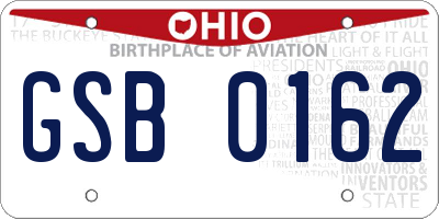 OH license plate GSB0162