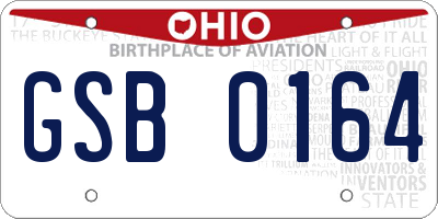 OH license plate GSB0164
