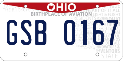 OH license plate GSB0167