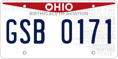 OH license plate GSB0171