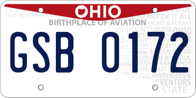OH license plate GSB0172