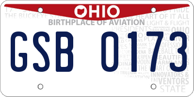 OH license plate GSB0173