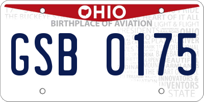 OH license plate GSB0175