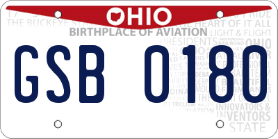 OH license plate GSB0180