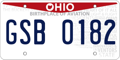 OH license plate GSB0182