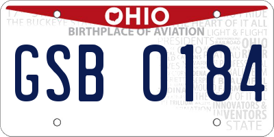 OH license plate GSB0184