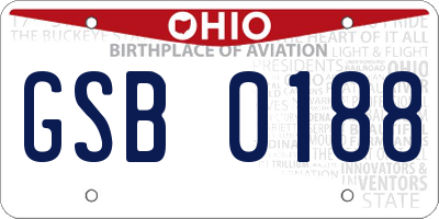 OH license plate GSB0188