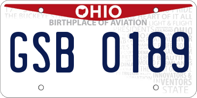 OH license plate GSB0189