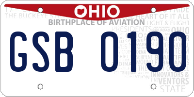 OH license plate GSB0190