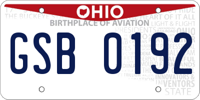 OH license plate GSB0192
