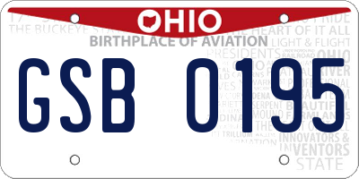 OH license plate GSB0195