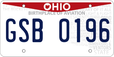 OH license plate GSB0196