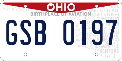 OH license plate GSB0197