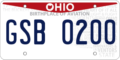 OH license plate GSB0200