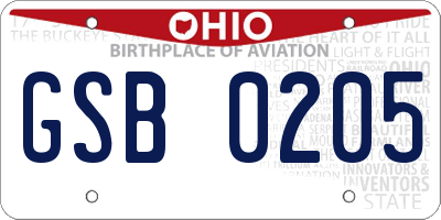OH license plate GSB0205