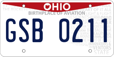 OH license plate GSB0211