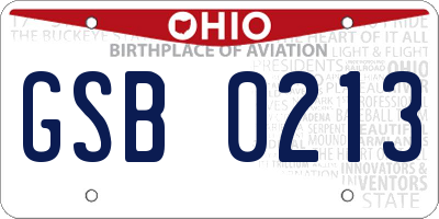 OH license plate GSB0213