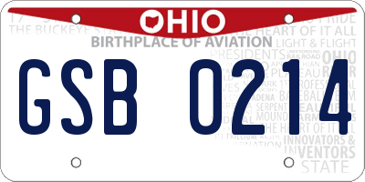 OH license plate GSB0214