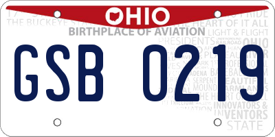 OH license plate GSB0219