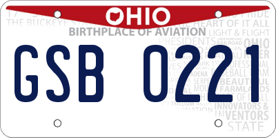 OH license plate GSB0221