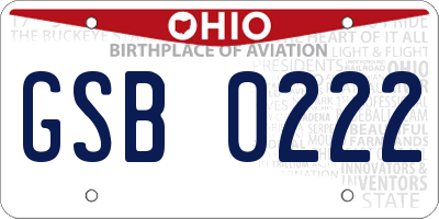 OH license plate GSB0222