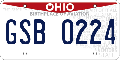 OH license plate GSB0224