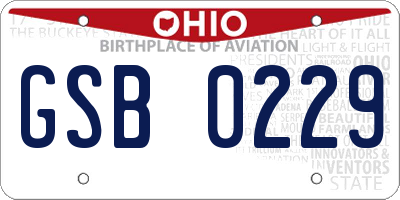 OH license plate GSB0229