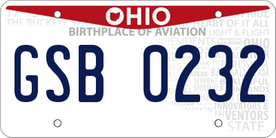 OH license plate GSB0232