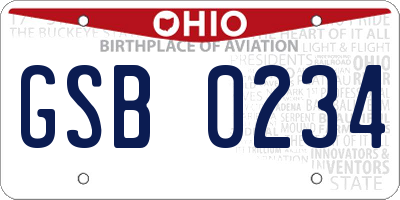 OH license plate GSB0234