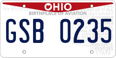 OH license plate GSB0235