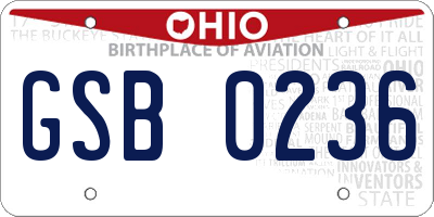 OH license plate GSB0236