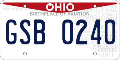 OH license plate GSB0240
