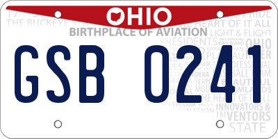 OH license plate GSB0241