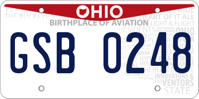 OH license plate GSB0248