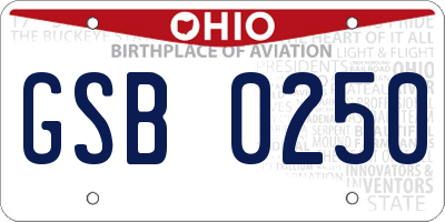 OH license plate GSB0250