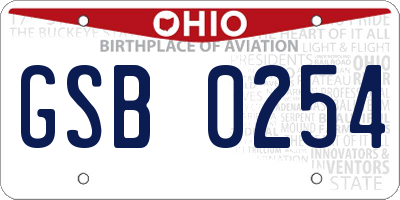 OH license plate GSB0254
