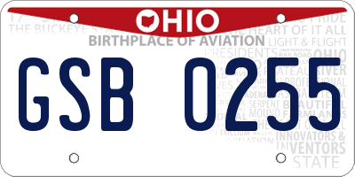 OH license plate GSB0255